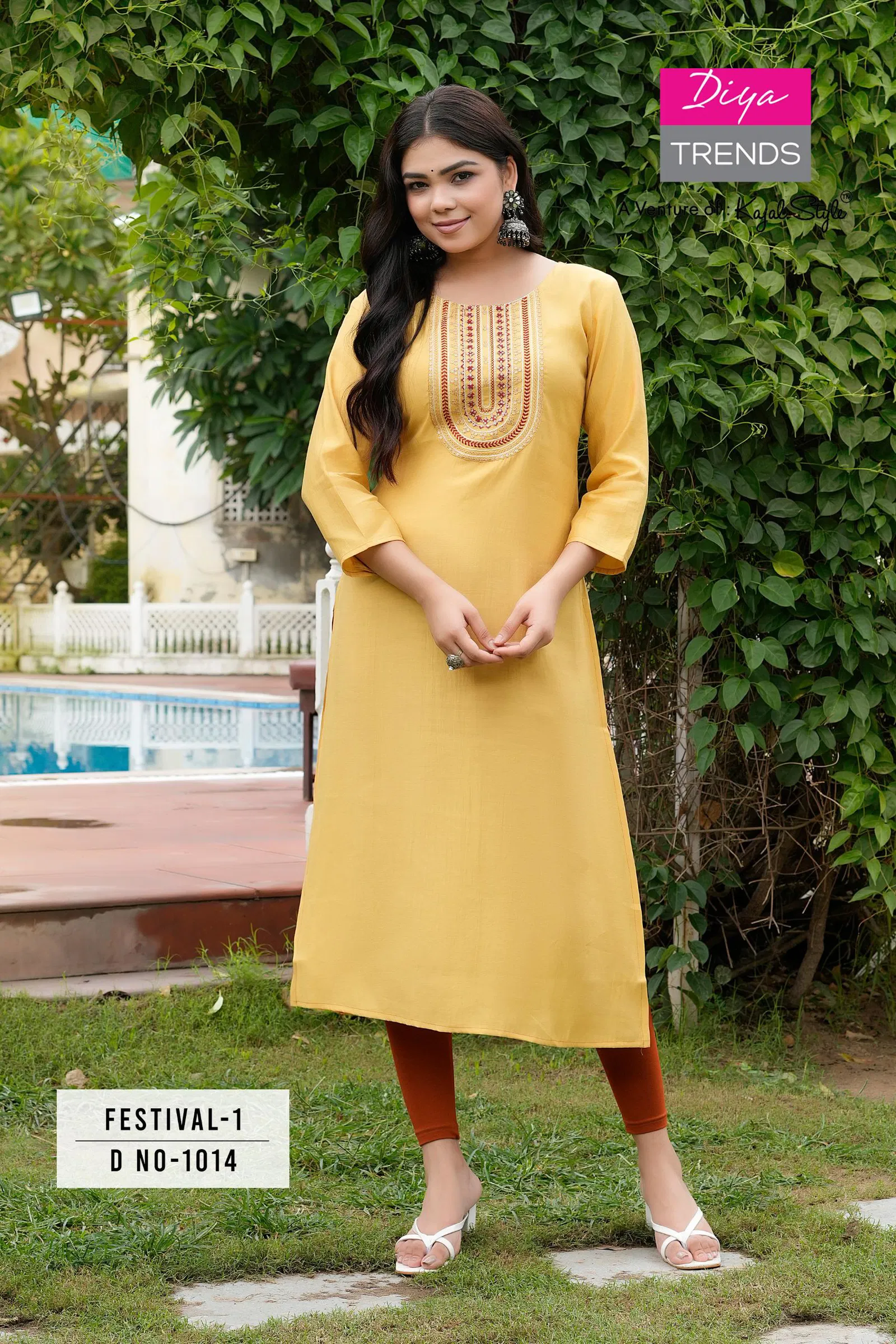 Festival Vol 1 By Diya Trends Roman Silk Embroidery Kurtis Suppliers In India